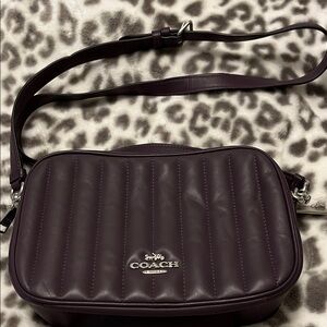 Coach Dark Purple Quilted Leather Crossbody Bag